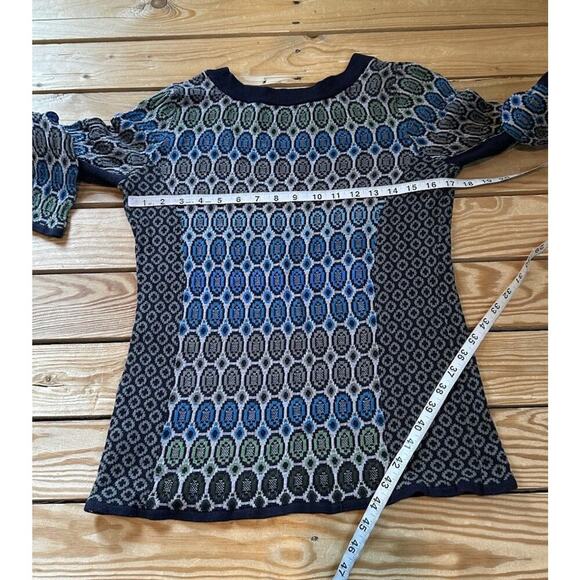 Nic + Zoe Patterned Pullover Sweater Size Medium Women’s Navy - Picture 6 of 7